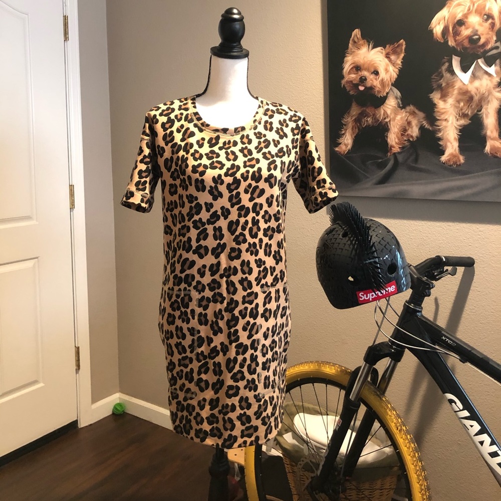 Leopard print sweatshirt dress by PAROSH